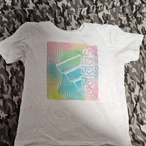 Adidas White Tee with Pastel Graphic